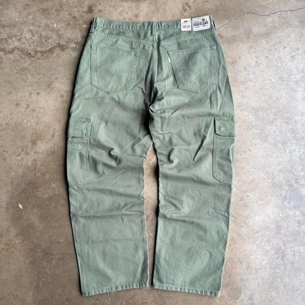 Levi's silver tab green loose baggy cargos retro vintage size 36x30